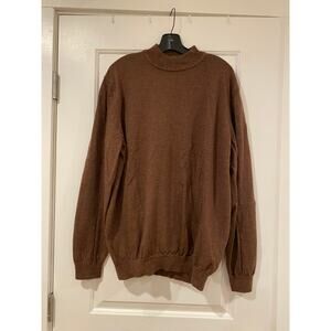 Nordstrom Men’s 100% Italian Wool Mock Neck Sweater - XXL Brown Quiet Luxury